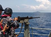 Lanal Tarempa Gelar Latihan Menembak Sasaran Atas Air