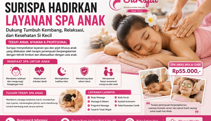 Surispa Hadirkan Layanan Spa Anak di Tanjungpinang, Dukung Tumbuh Kembang dan Relaksasi Si Kecil