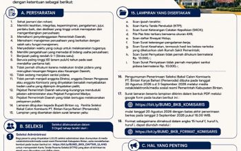 Pendaftaran Pimpinan PT Bintan Karya Bahari Diperpanjang