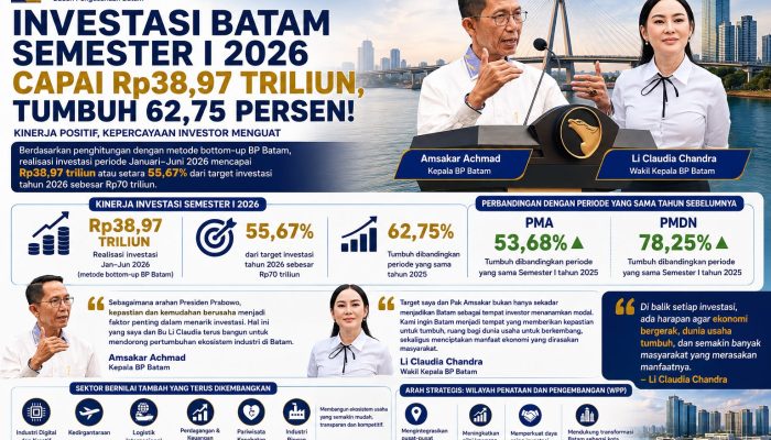 Tembus Rp38,97 Triliun, Investasi Batam Lampaui Pertengahan Target Rp70 Triliun 2026